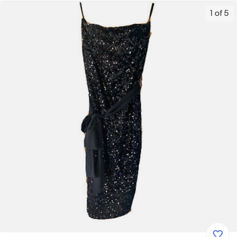 French Connection Strapless Black Sequins Cocktail dress, size M NWT